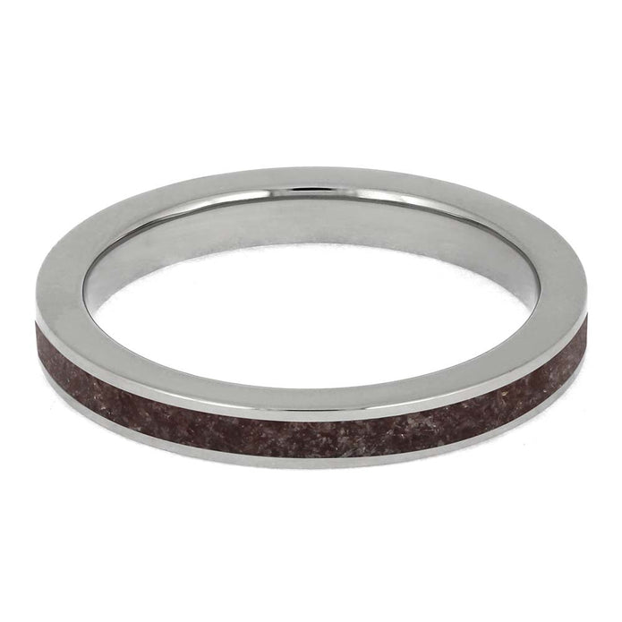 Custom Birthstone Wedding Band in Titanium