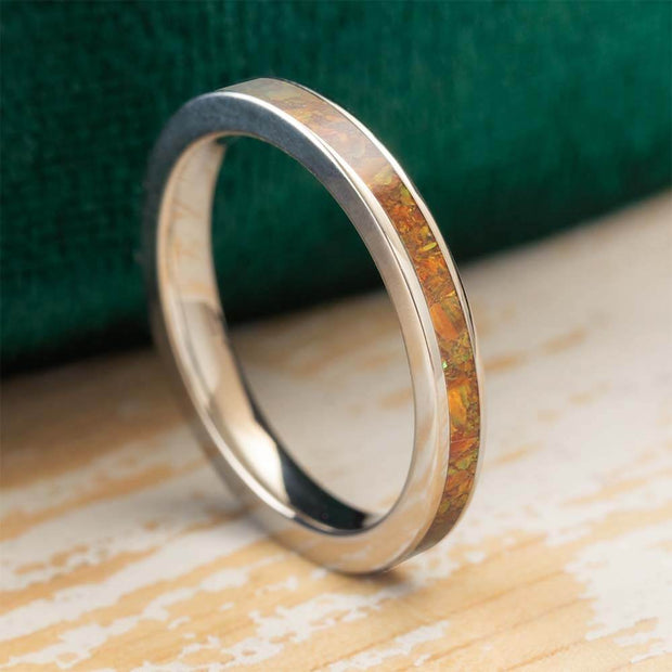 Orange Synthetic Opal Stackable Ring