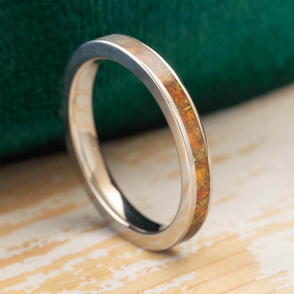 Orange Synthetic Opal Stackable Ring