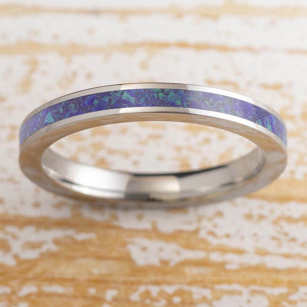 Colorful Blue Birthstone Ring with Opal