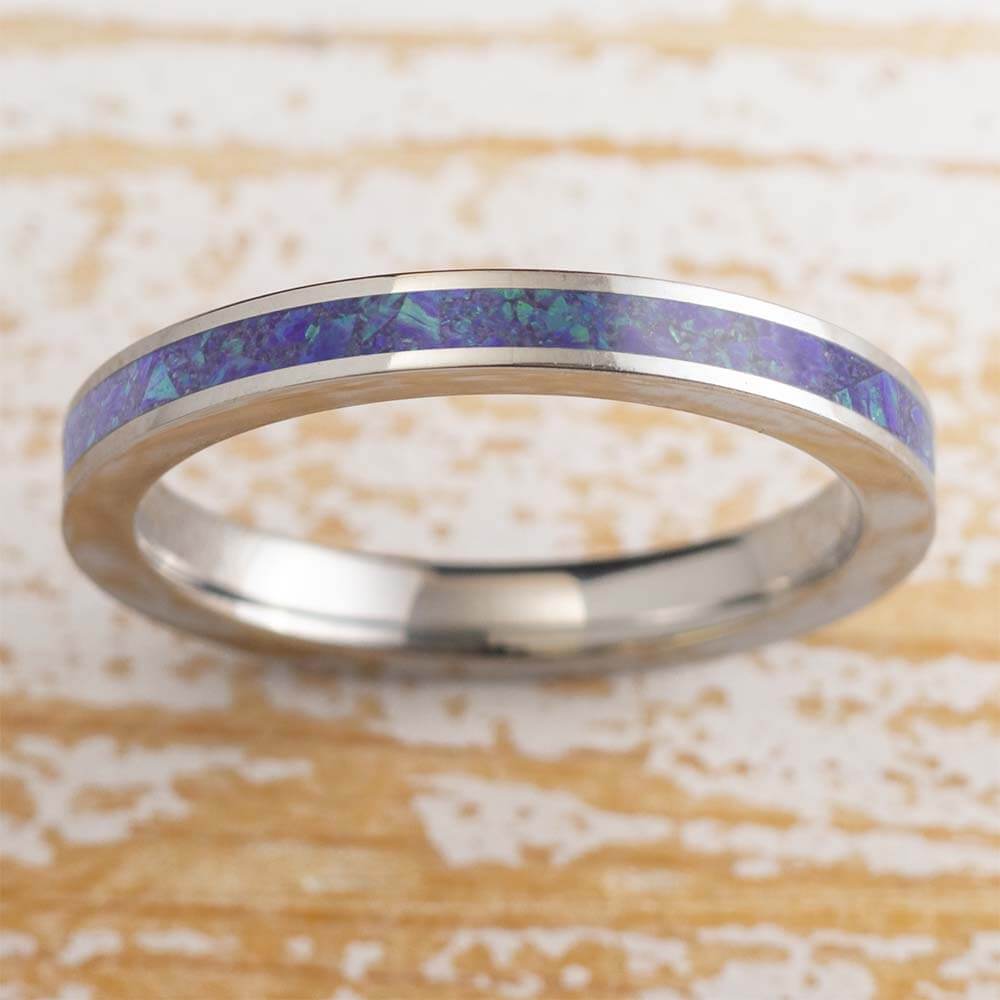 Colorful Blue Birthstone Ring with Opal