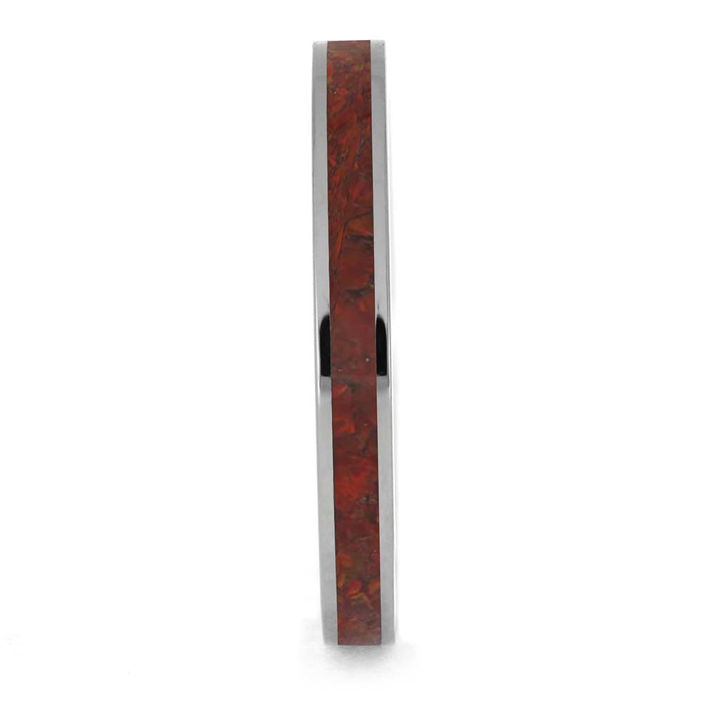 Red Opal Ring for Women in Titanium