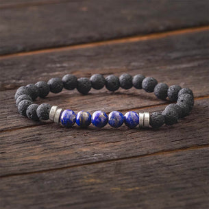 Lapis Lazuli Bracelet with Lava Beads