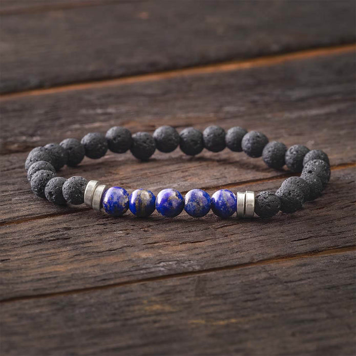 Lapis Lazuli Bracelet with Lava Beads