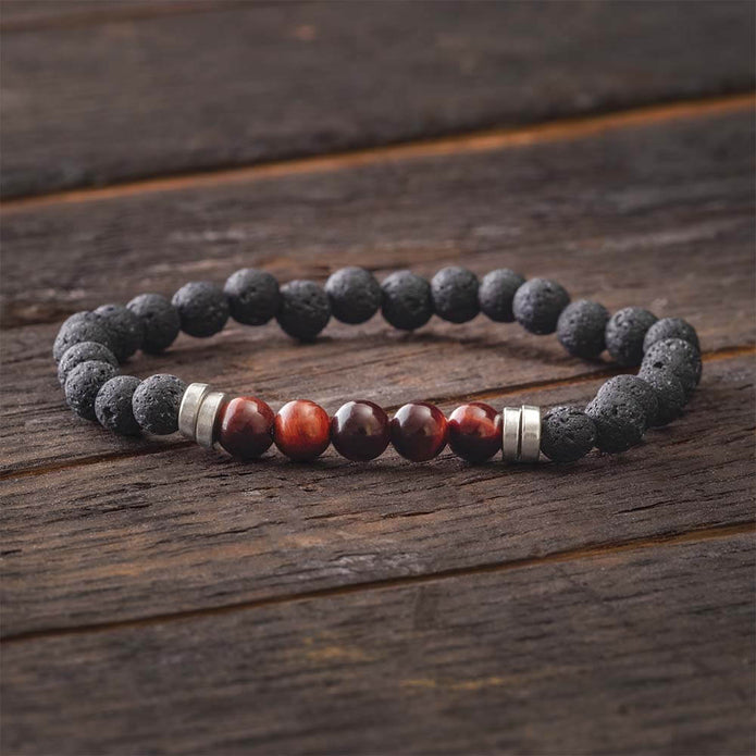 Tiger Eye Bracelet with Lava Beads
