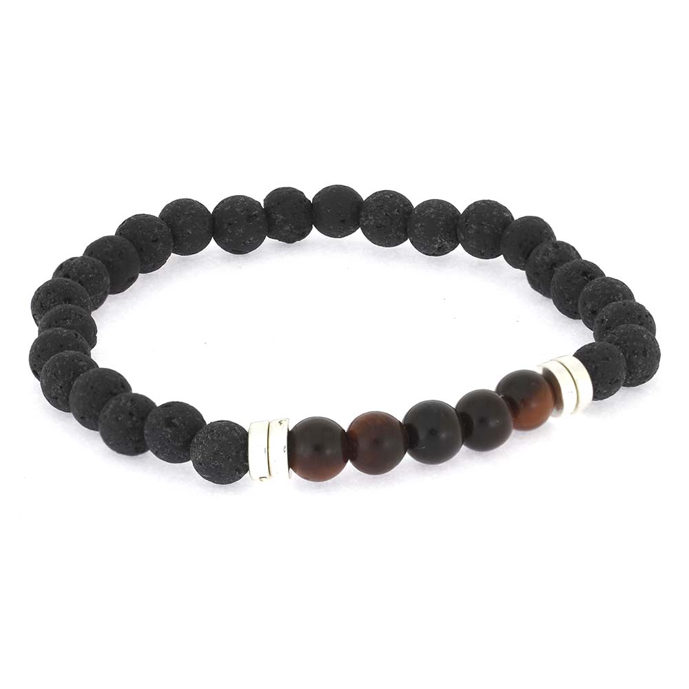 Tiger Eye and Lava Bead Bracelet