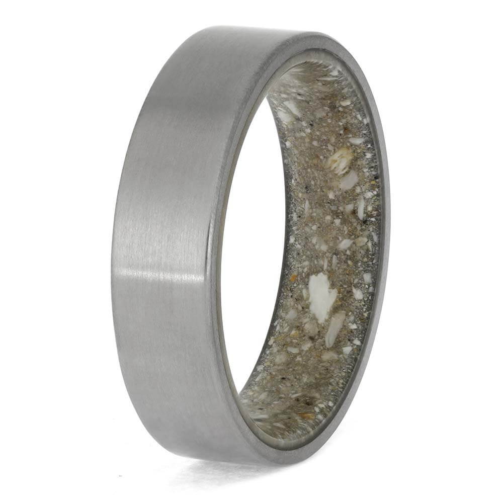 Matte Titanium Memorial Ring with Ash Sleeve