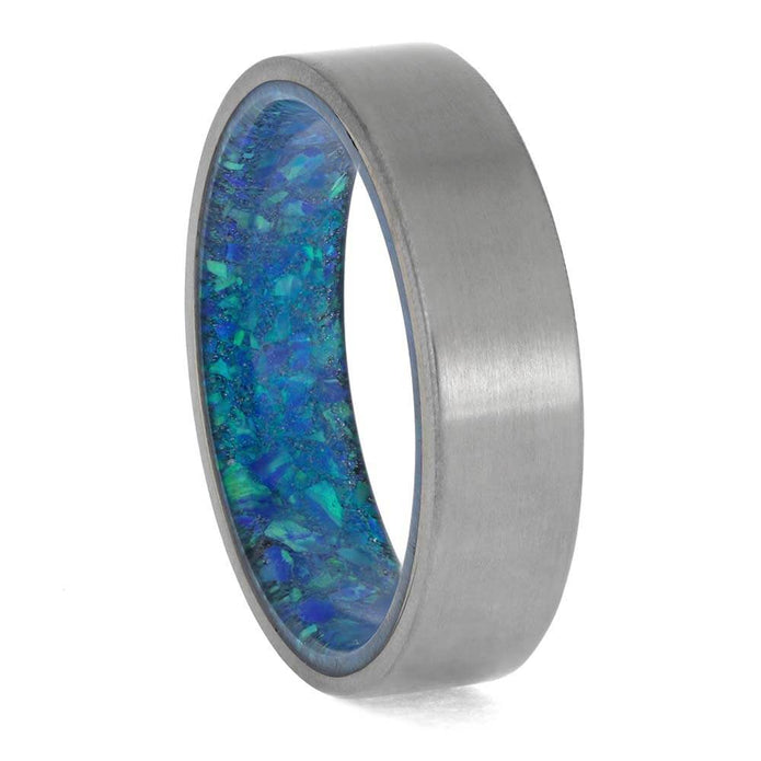 Custom Blue Sleeve Opal Wedding Band