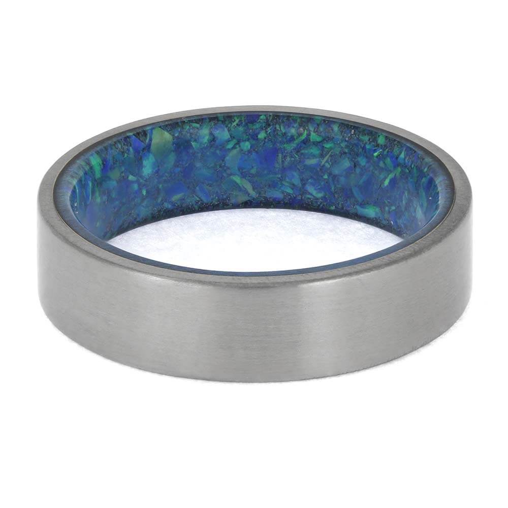 Handmade Synthetic Opal Wedding Band for Men