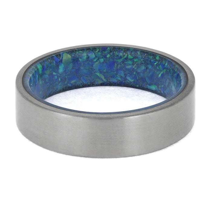 Handmade Synthetic Opal Wedding Band for Men