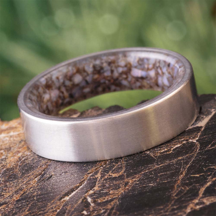Dinosaur Bone Sleeve Ring in Titanium