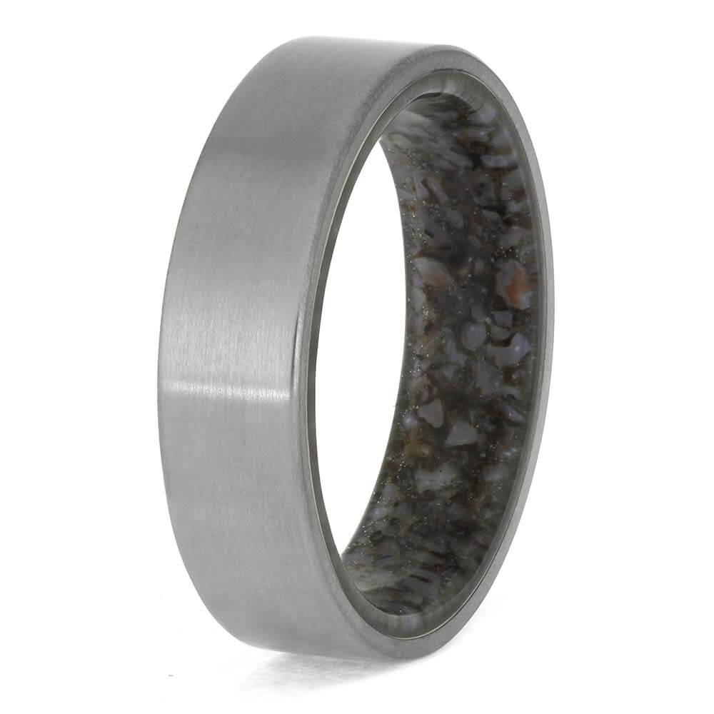 Men's Dinosaur Bone Wedding Band in Titanium