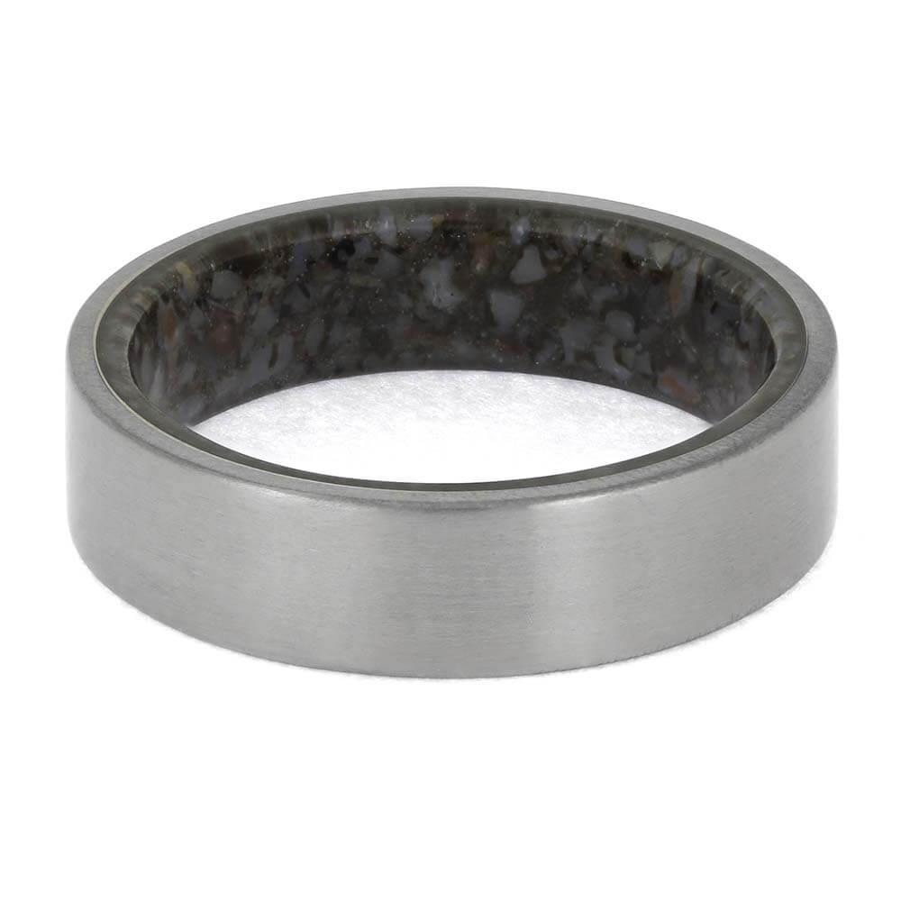 Titanium Ring with Dinosaur Bone Core