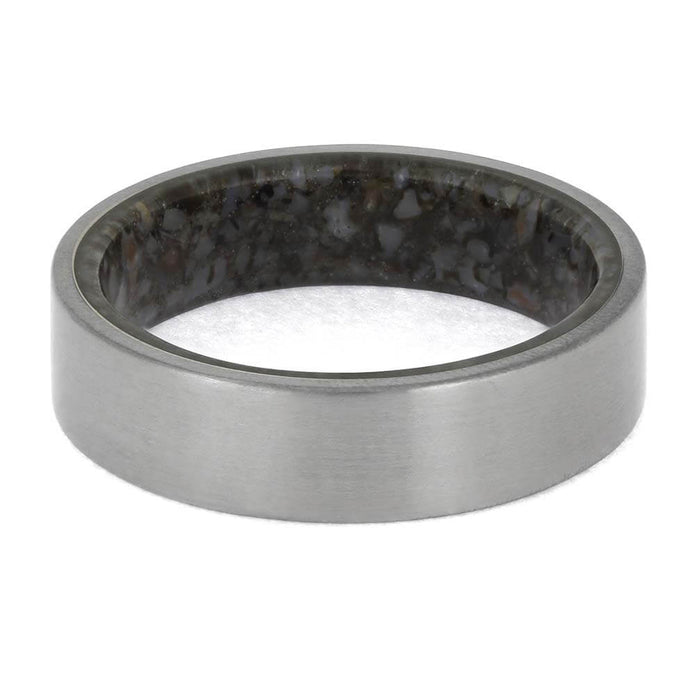 Titanium Ring with Dinosaur Bone Core