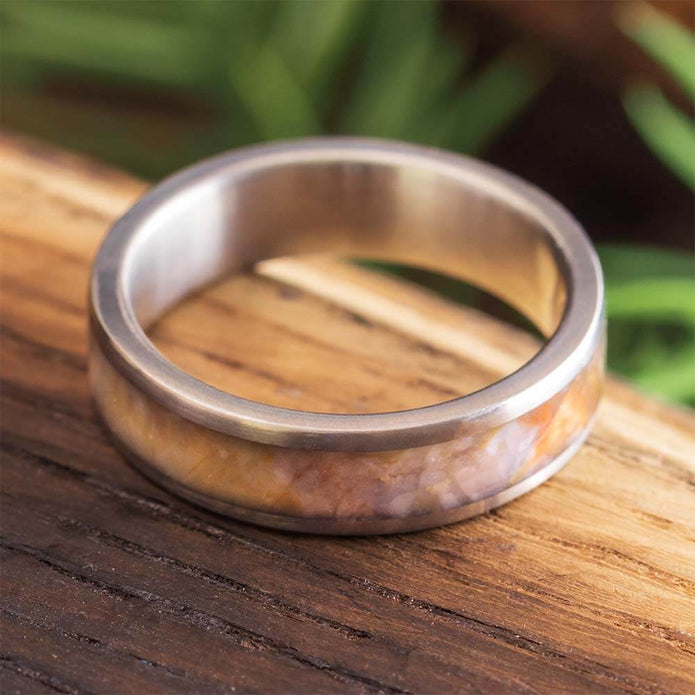 Dinosaur Coprolite Fossil Wedding Band