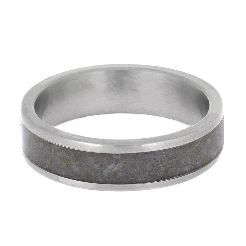 Matte Titanium Ring with Coprolite Inlay