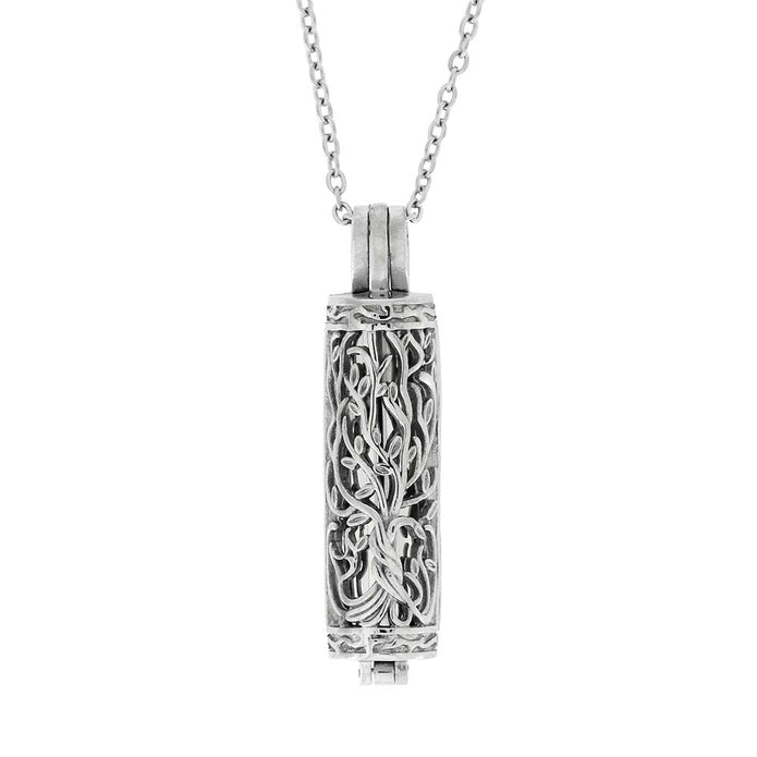 Silver Colored Memorial Urn with Floral Pattern