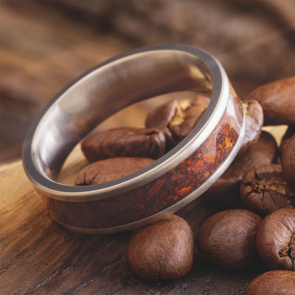 Coffee Bean Ring in Titanium