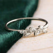 Simple Sterling Silver Ring with Marquise-cut Diamonds in Leaf Pattern