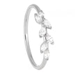 Leaf Design Wedding Band in Silver with Diamonds