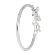 Leaf Ring with Marquise Cut Diamonds, Polished Sterling Silver Finish