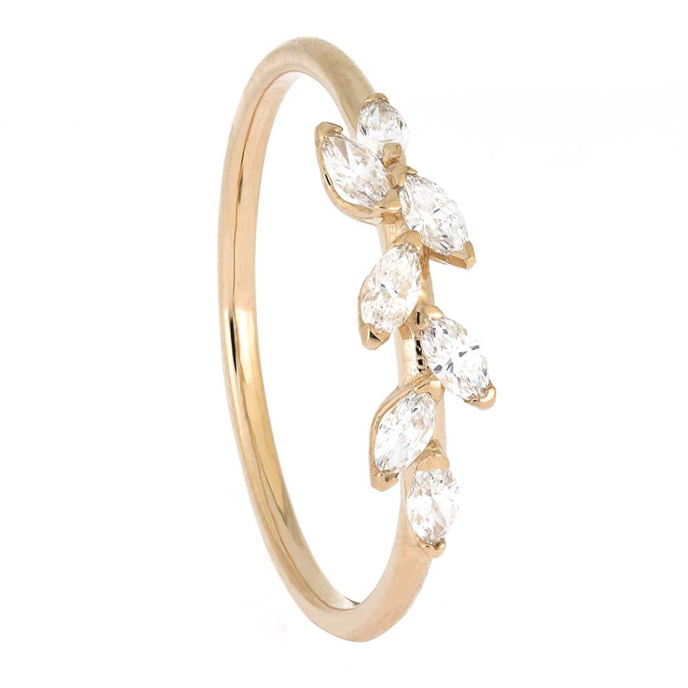 Rose Gold Ring for Women with Diamond Flower Petals