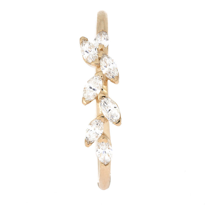 Handmade Flower Petal Ring with Diamonds