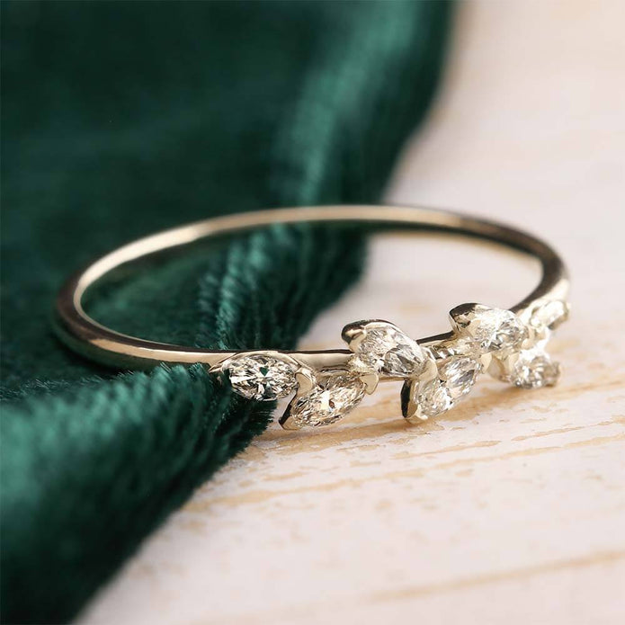 White Gold Ring with Marquise Diamonds