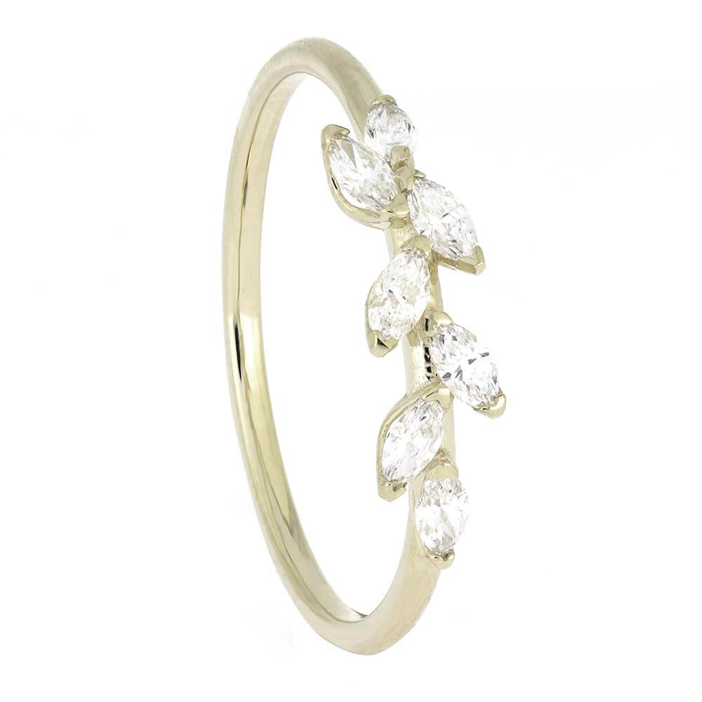 Floral Wedding Band with Diamonds