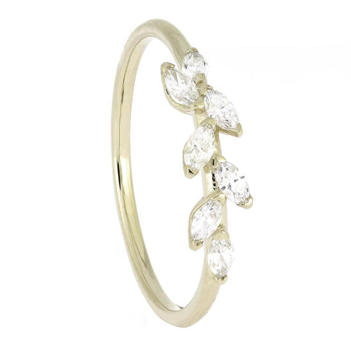 Floral Wedding Band with Diamonds