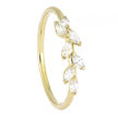 Gold ring with diamond gemstones on a white background