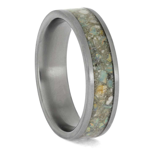 Opal and Ashes Ring in Titanium
