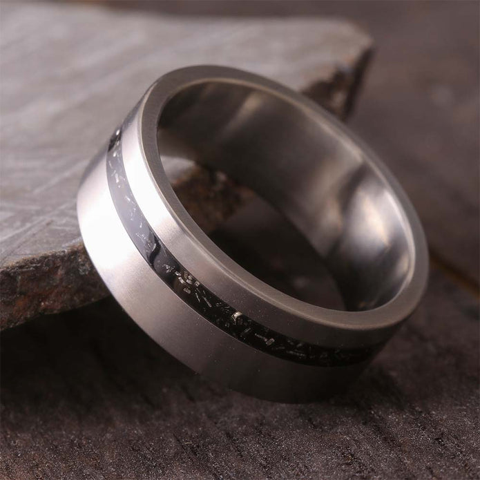 Titanium and Meteorite Stardust Ring