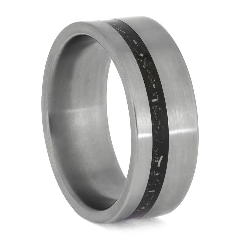 Unique Black Stardust Wedding Band in Titanium