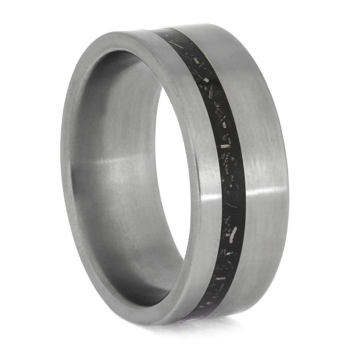 Unique Black Stardust Wedding Band in Titanium