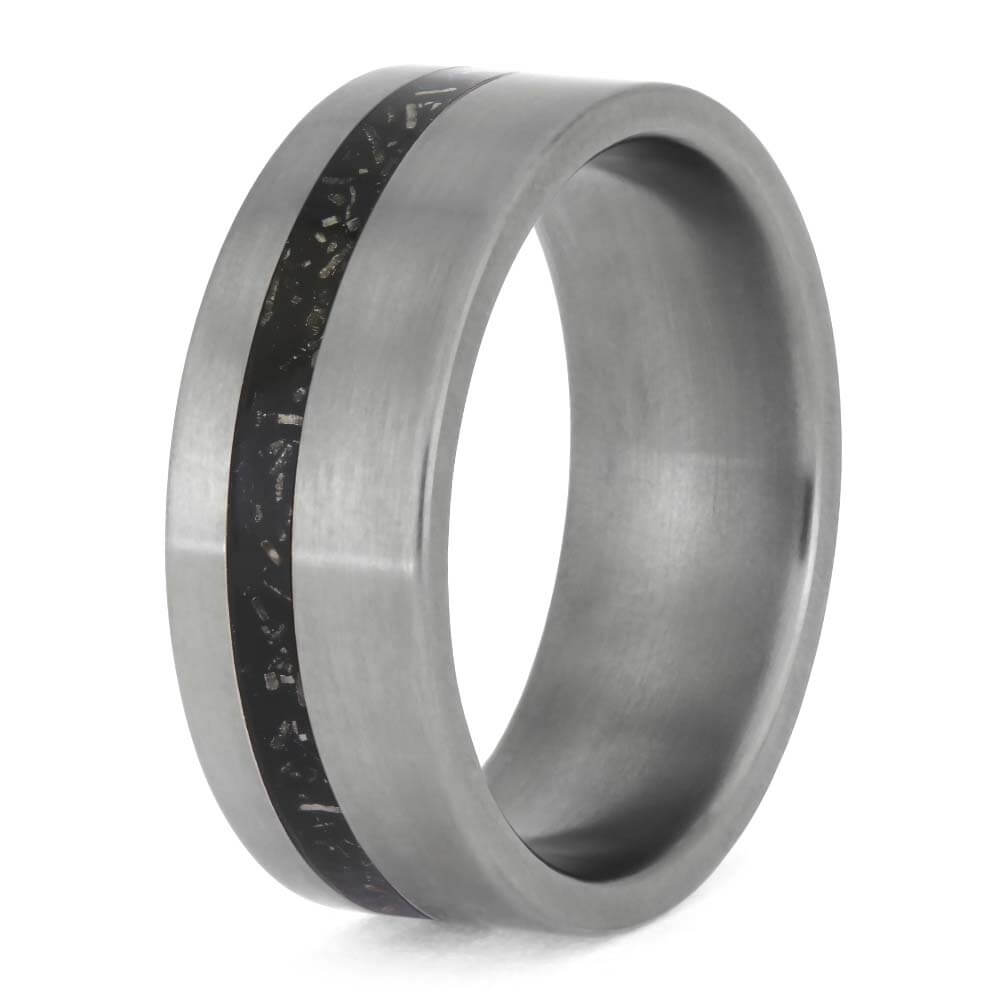 Black Stardust Ring in Titanium