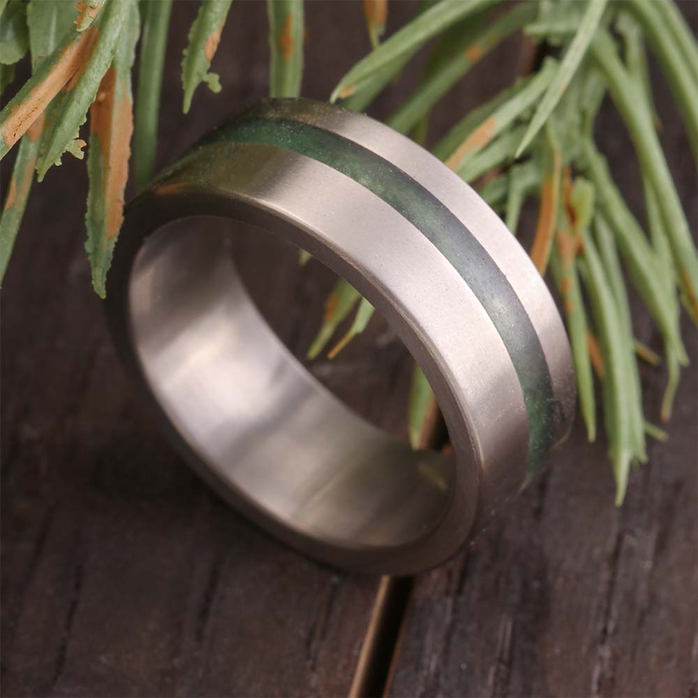 Moss Agate Wedding Band for Men