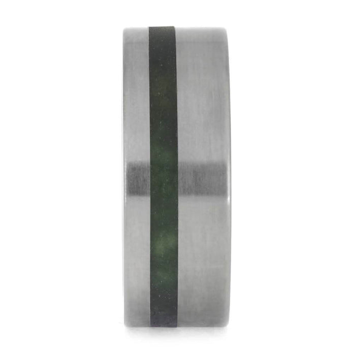 Titanium Ring for Men with Moss Agate