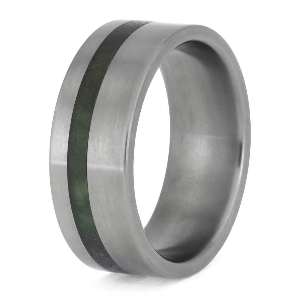 Real Moss Agate Wedding Band