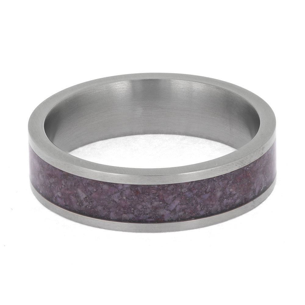 Matte Titanium Wedding Band with Purple Jade
