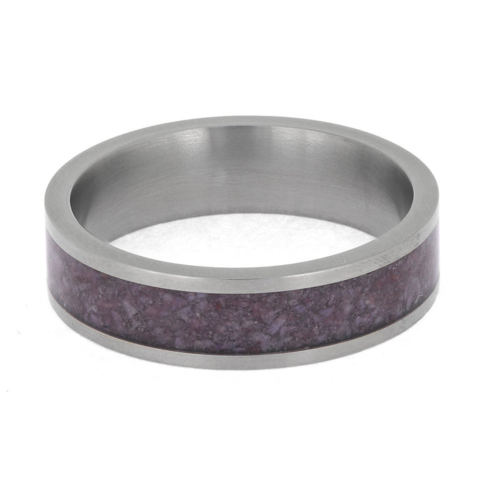 Matte Titanium Wedding Band with Purple Jade