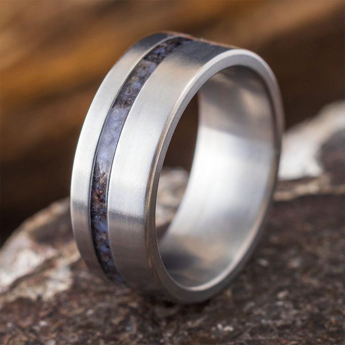 Crushed Dinosaur Bone Wedding Band for Men