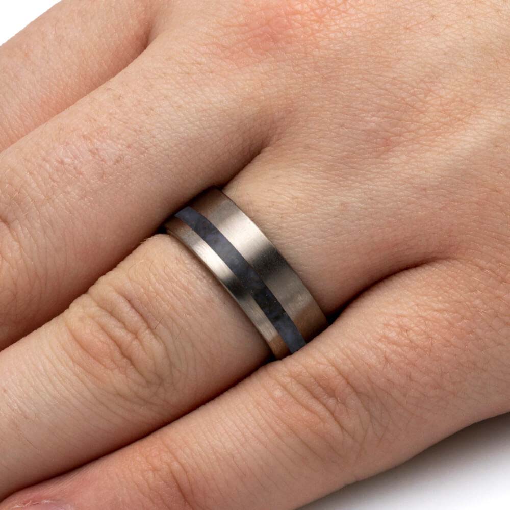 Manly Wedding Band with Dinosaur Bone