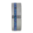 Blue Synthetic Opal Wedding Band in Matte Titanium