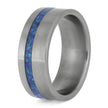 Blue Synthetic Opal Wedding Band in Matte Titanium