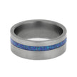 Blue Synthetic Opal Wedding Band in Matte Titanium