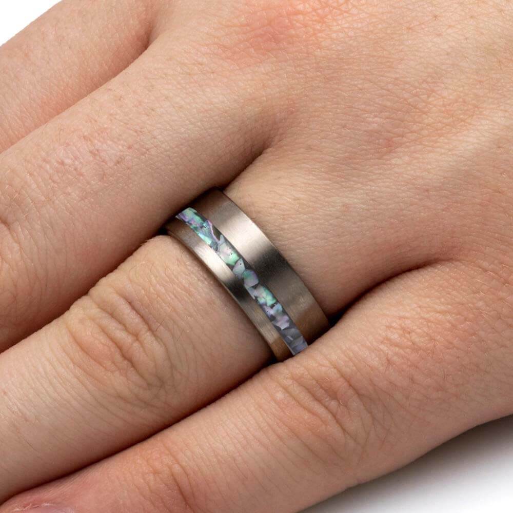 Abalone and Titanium Ring for Men
