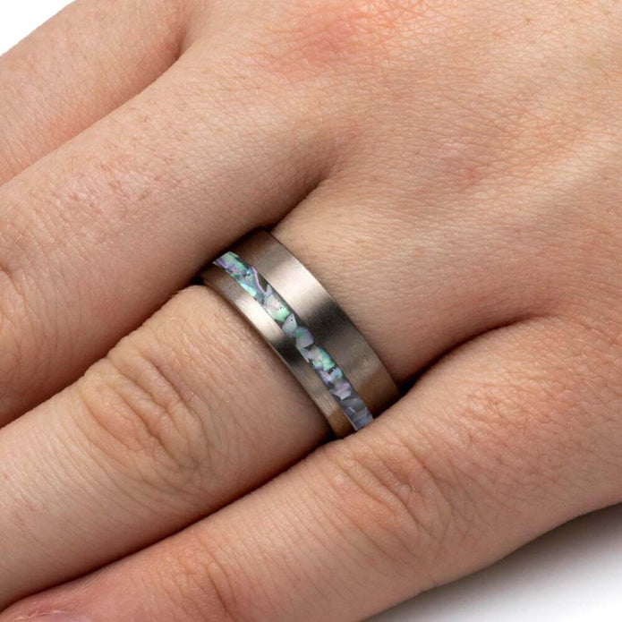 Abalone and Titanium Ring for Men