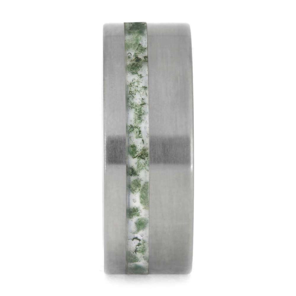 Moss Agate Wedding Band