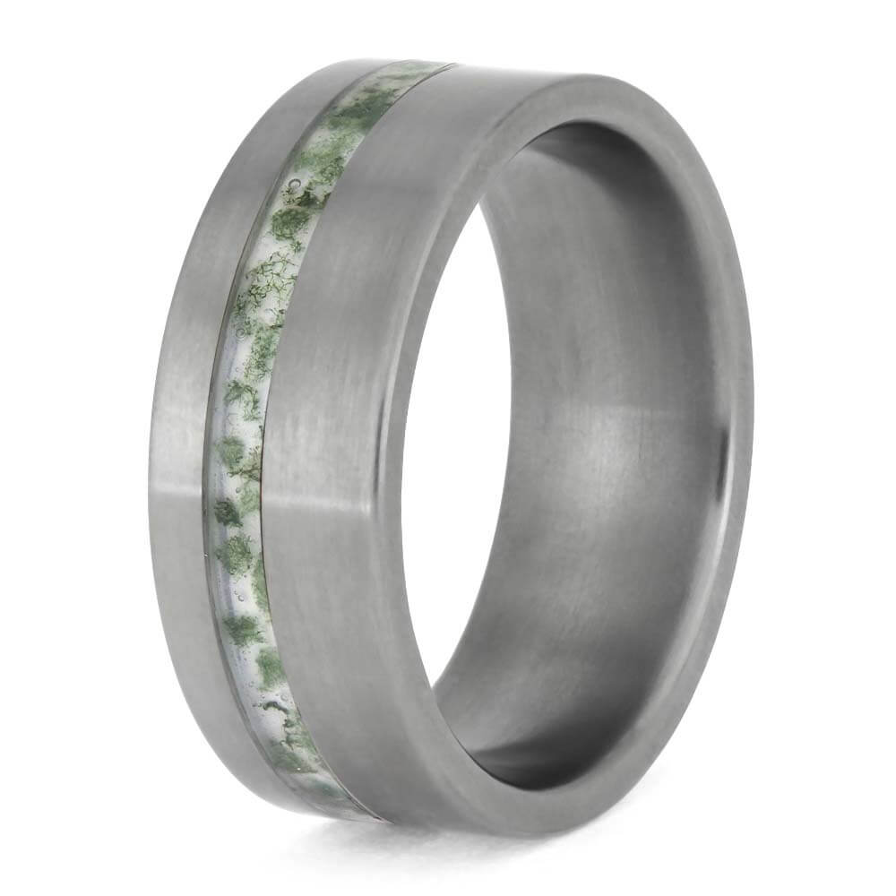 Crushed Moss Agate Wedding Band